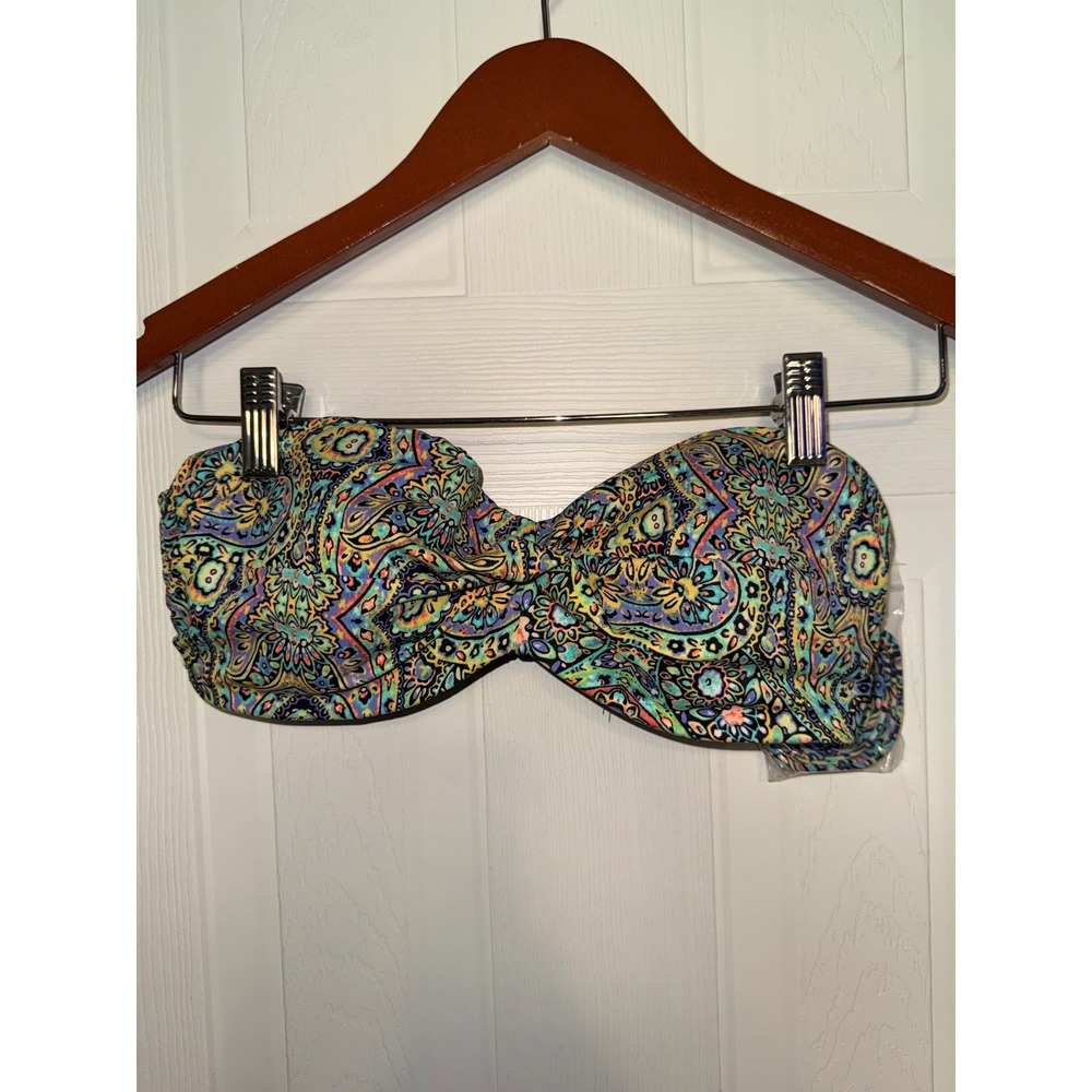 NWT Victoria's Secret Y2K Knockout Bandeau Bikini‎ Top Paisley Multi-Color 34D